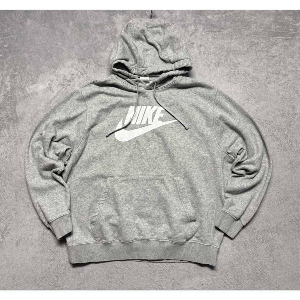 Nike Sportswear Gray Pullover Hoodie Large Swoosh Logo Adult XL Unisex